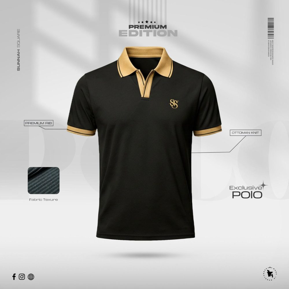 Premium China Polo Black Color