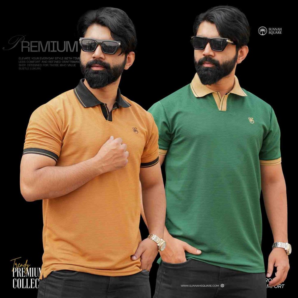 2pcs Premium China Polo (Biscuite, Green)