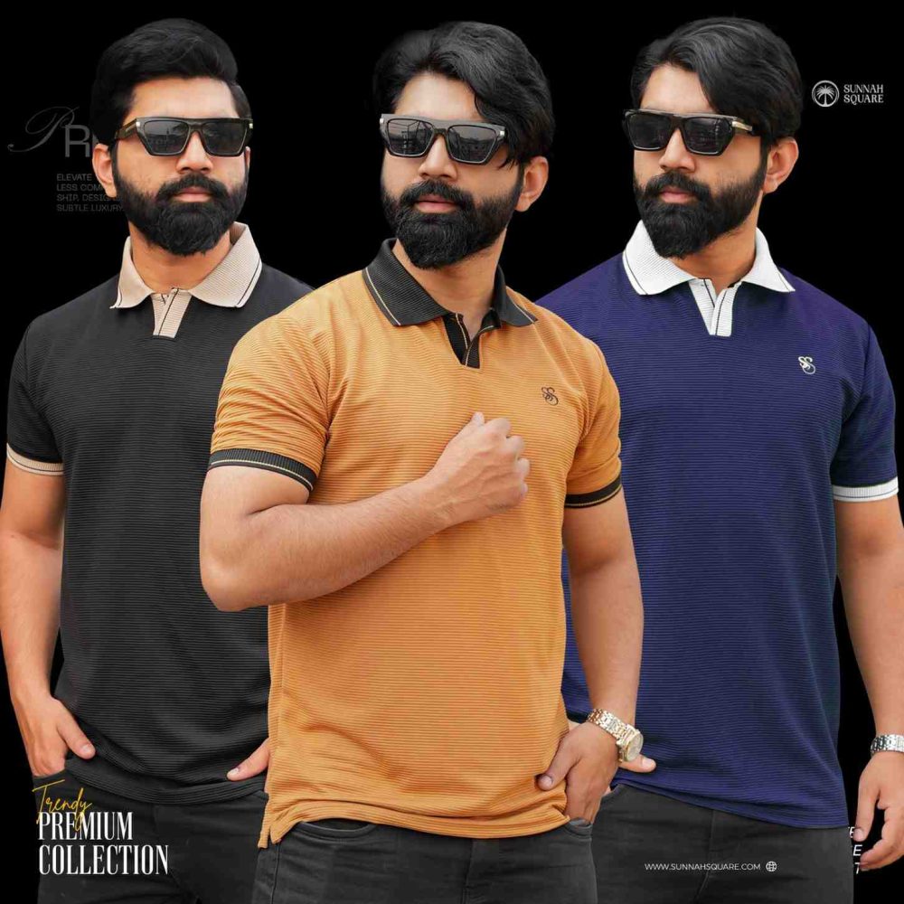 3pcs Premium China Polo (Navy, Biscuite, Black)