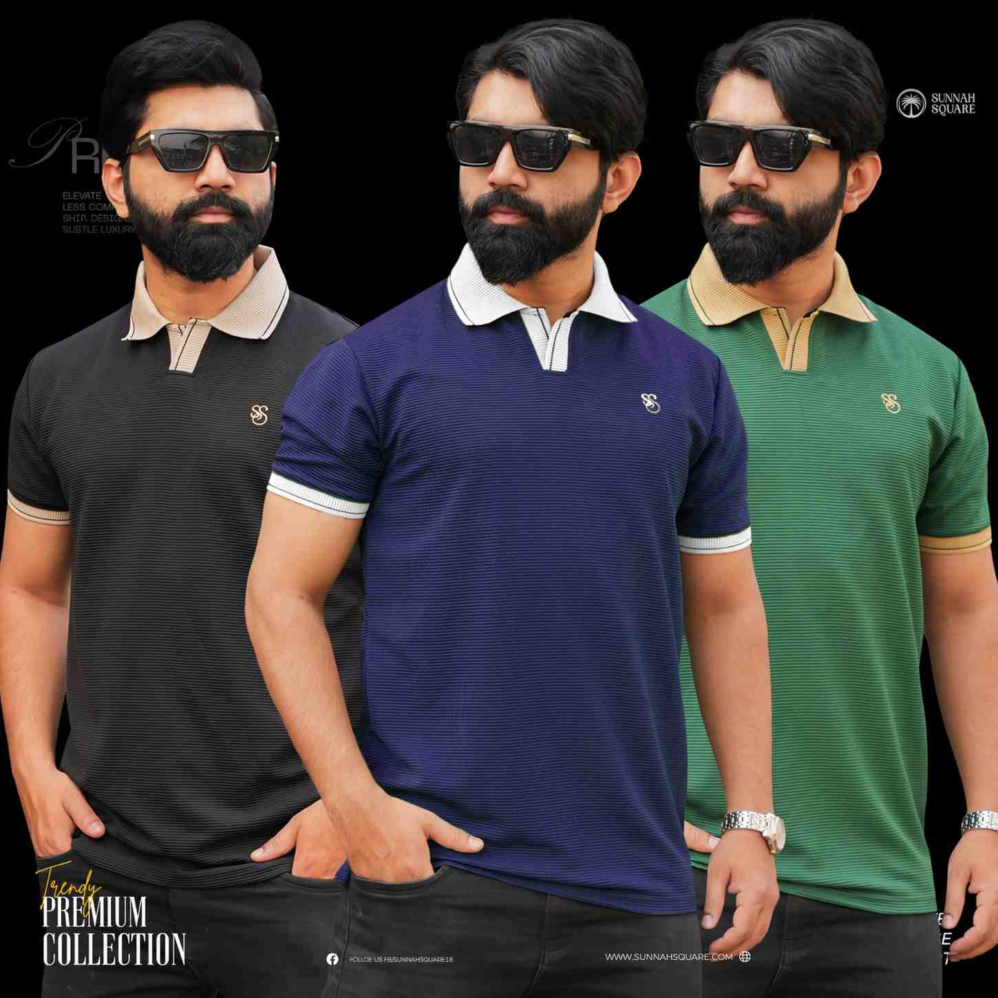 3pcs Premium China Polo (Navy, Green, Black)