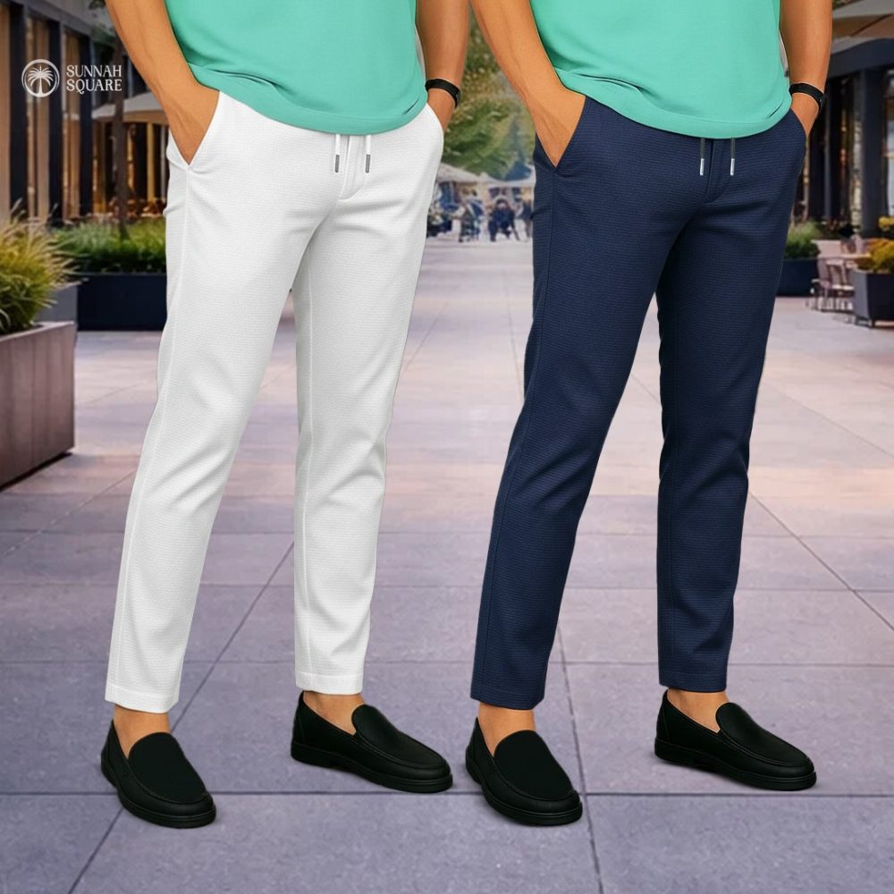 2pcs Premium China Trouser - (white, Navy)