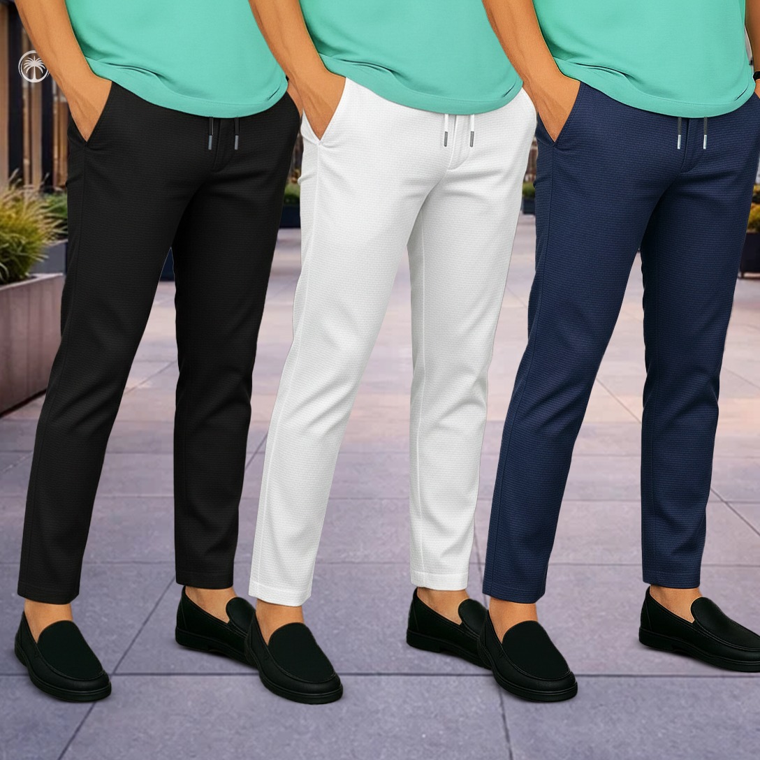 3pcs Premium China Trouser - (white, Navy, Black)